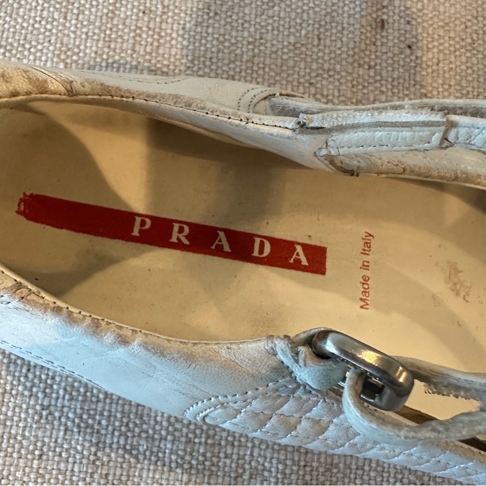 Prada Sport White Leather Mary Jane Left Shoe - Picture 11 of 14